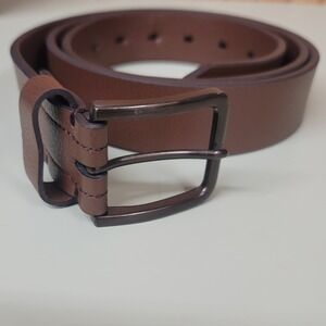 Goodfellow & Co Mens Brown Leather Belt XL Gunmetal Buckle Pebbled Texture